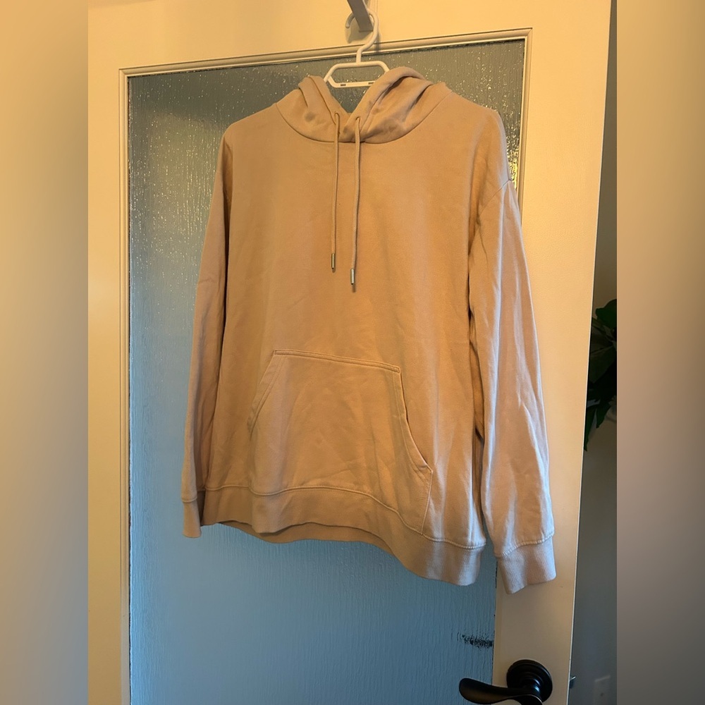 Matching Beige Sweatsuit Set: Hoodie with Front Pocket & Matching Sweatpants
